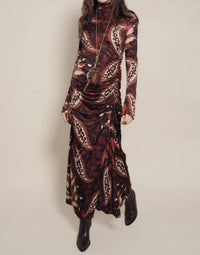 Johanna Ortiz Start Point Maxi Dress in black mocca sand red - women's dress