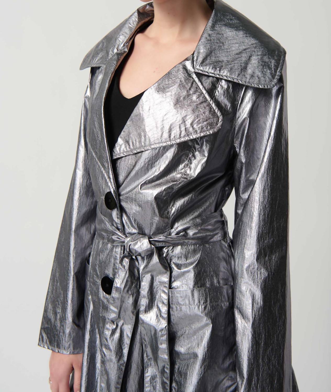 Joseph Ribkoff Metallic Double-breasted Jacket in silver - women's jacket - alternate view