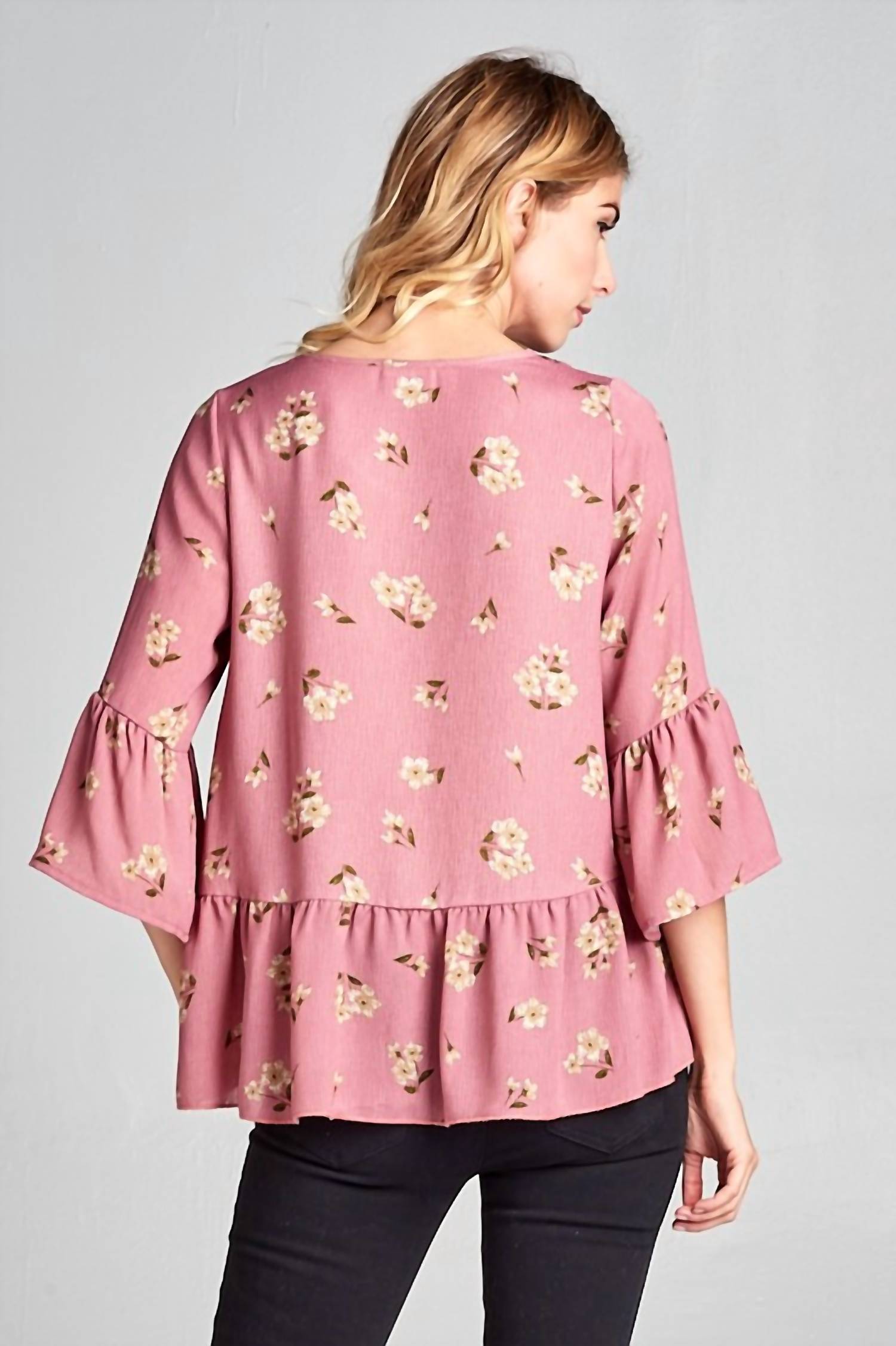 Tea N Rose - Floral Print Baby Doll Blouse