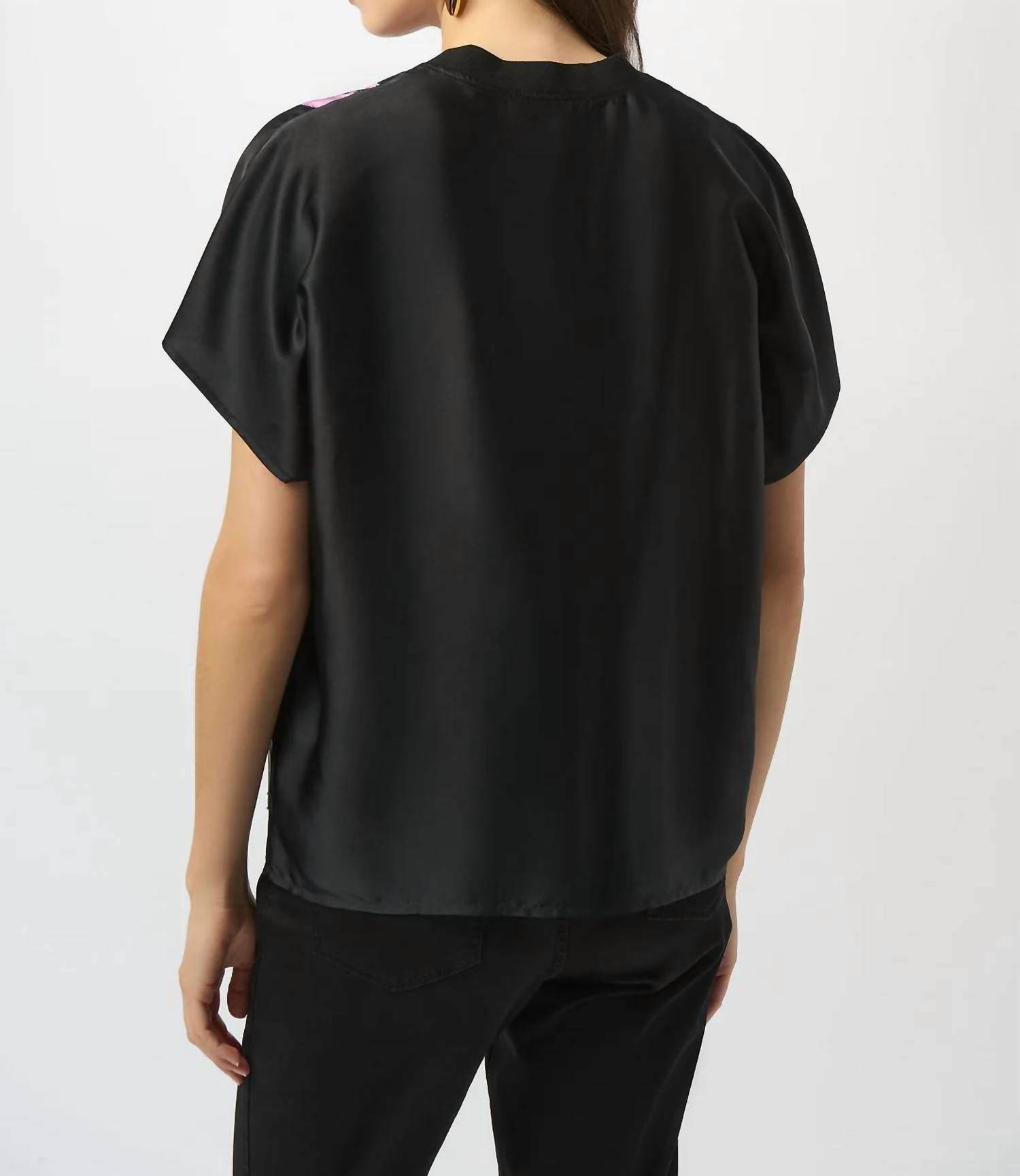 Joseph Ribkoff - Abstract Print Short Sleeve Boxy Top