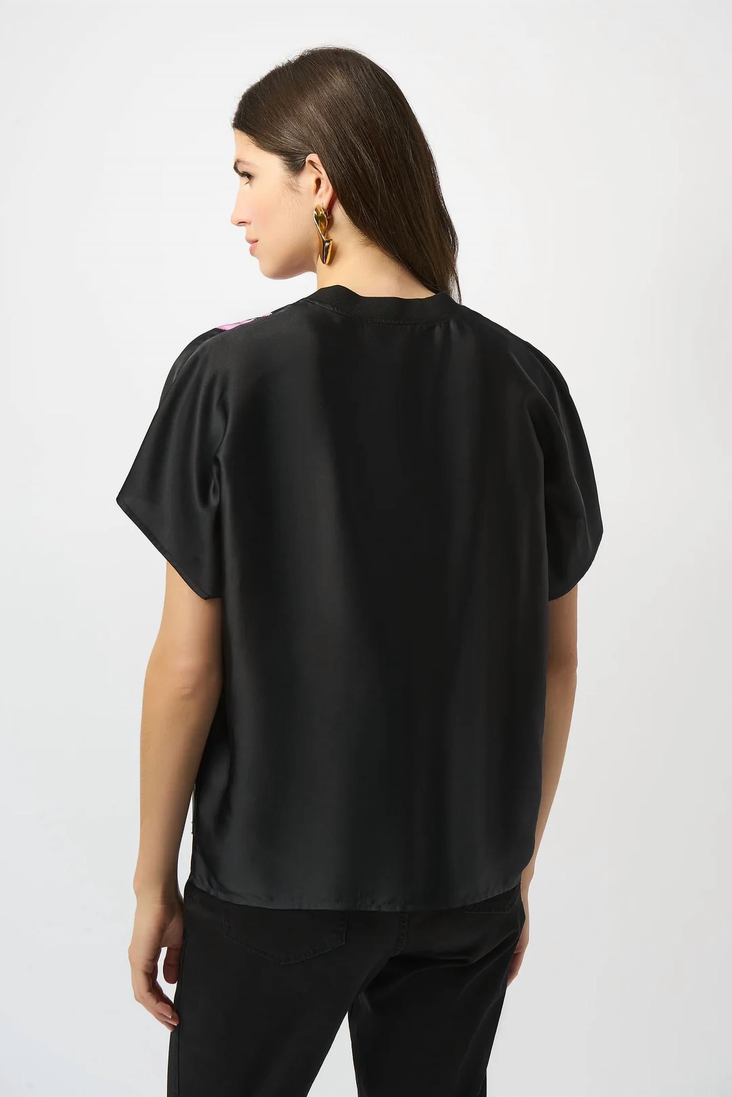 Joseph Ribkoff - Abstract Print Short Sleeve Boxy Top
