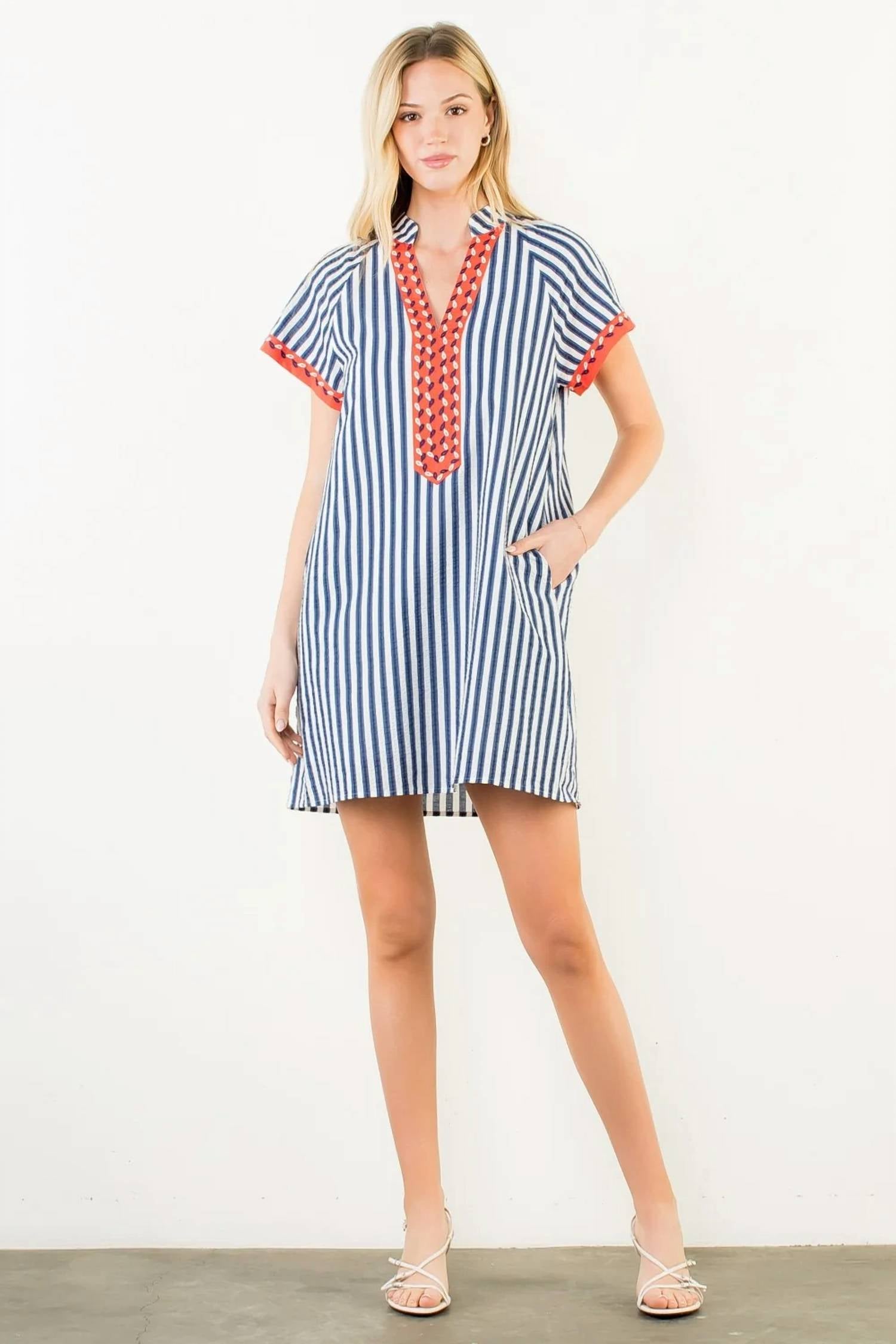 Thml - Striped Detail V-Neck Dress