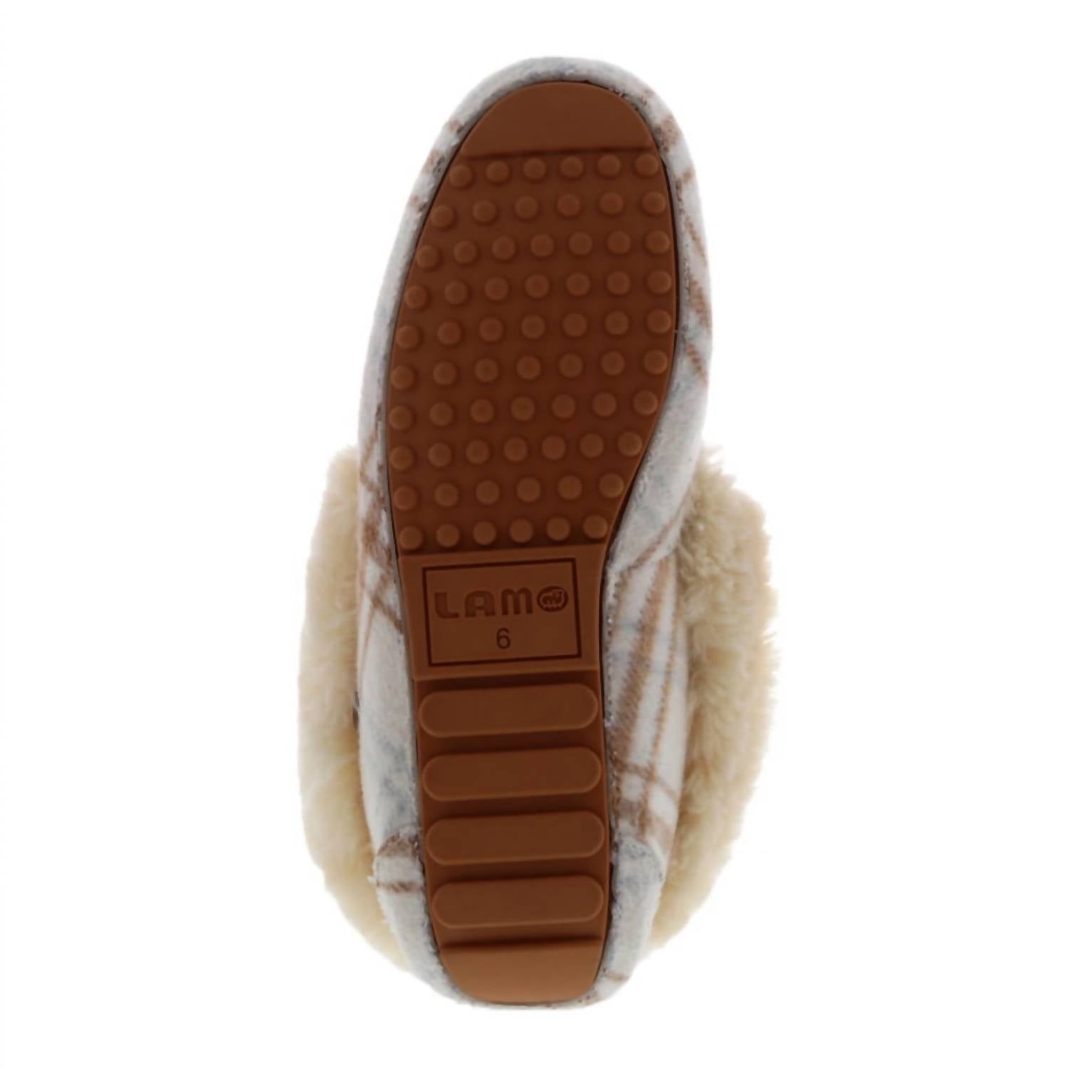 Lamo Women's Aussie Slip-on Moc Slipper in cream plaid - women's shoe - view 5
