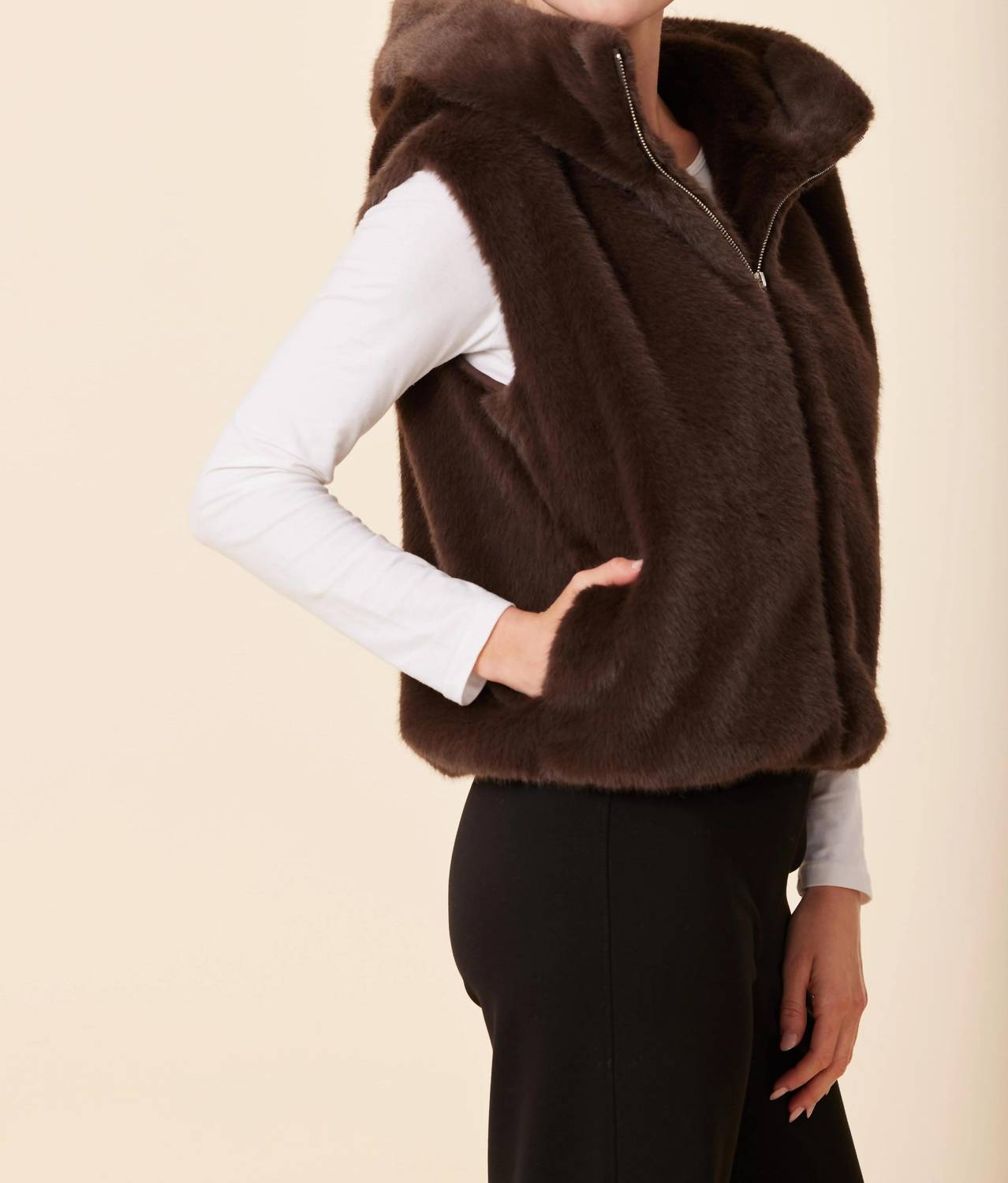 Dolce Cabo - Faux Fur Zip Hoody Vest