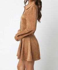 Olivaceous - Women's Kira Suede Button Down Dress
