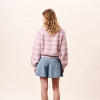 FRNCH Yuliya Crewneck Pullover in pale pink - women's sweater - alternate view