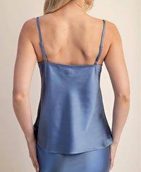 GLAM Frosted Bliss Satin Cami in icy blue - women's tank top - alternate view