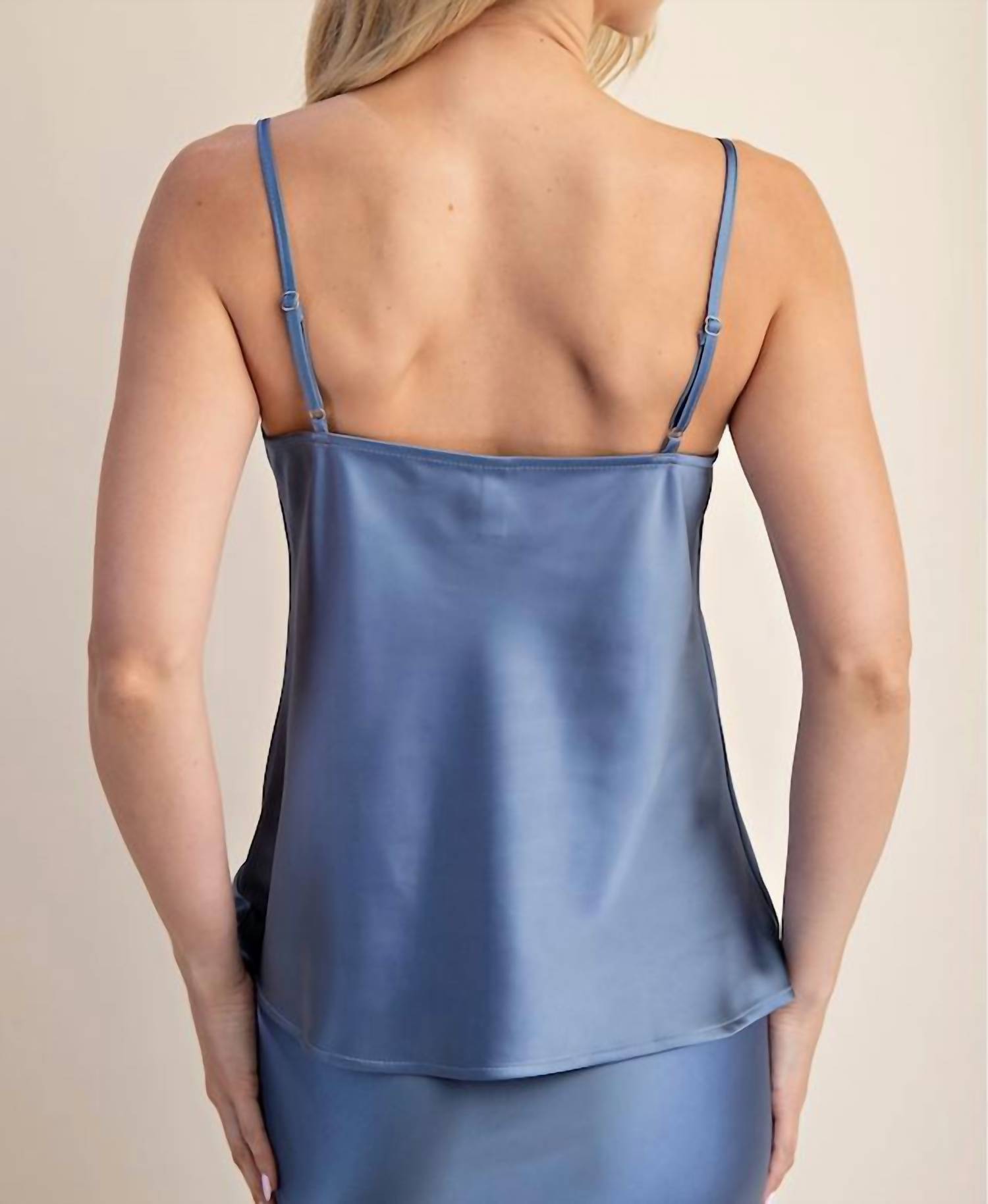 GLAM Frosted Bliss Satin Cami in icy blue - women's tank top - alternate view