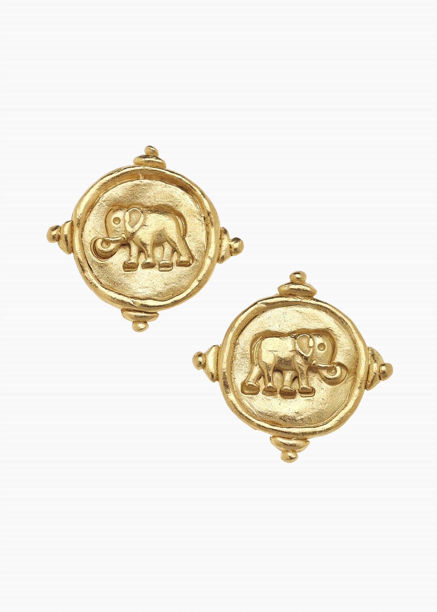 Susan Shaw - Elephant Intaglio Stud Earrings
