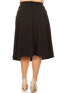 Moa Collection - Women's A-Line Flared Midi Skirt - Plus