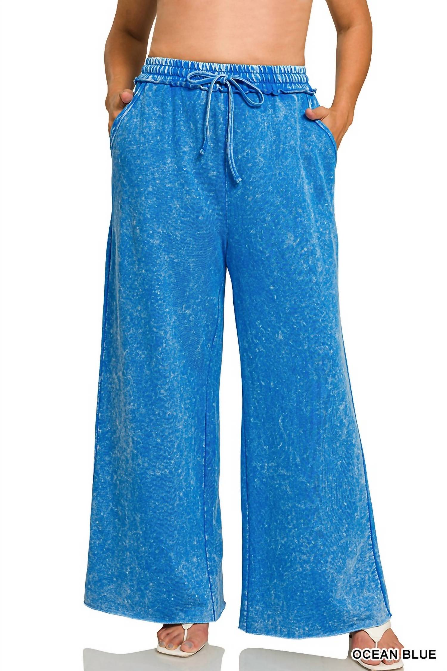 Zenana - French Terry Wide Leg Pants