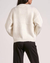 ELAN Tie- Front Sweater Cardigan in cream - women's cardigan - detail view