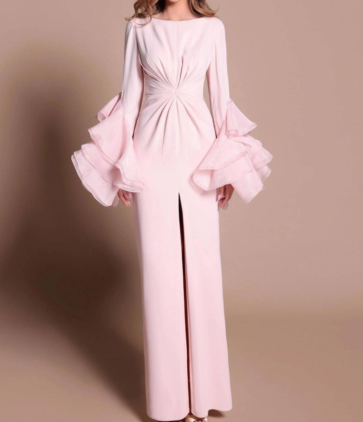 Tarik Ediz - Justo Dramatic Tiered Ruffle Sleeves Dress