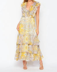 Big Hit Fashion - Paisley Floral Ruffle Maxi Dress