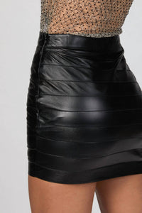LAYERED MINI LEATHER SKIRT