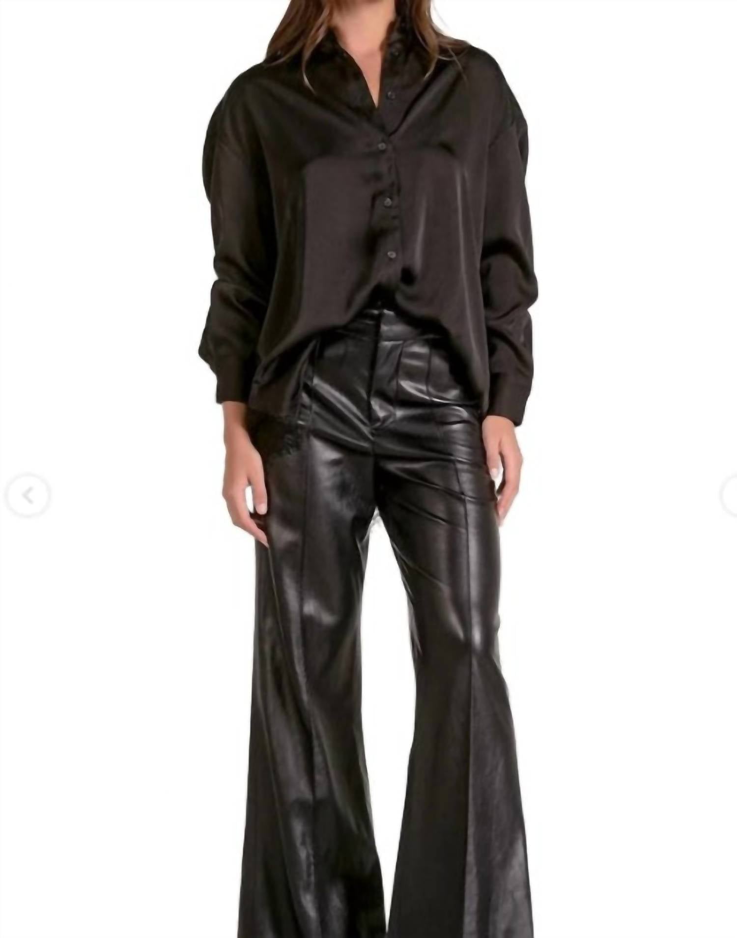 Elan - Button Front Lace Back Blouse