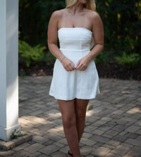 Glam - Women's Dainty Bow Strapless Mini Dress