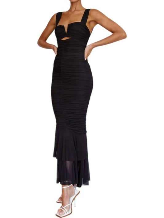 Mable - Ruched Mesh Fishtale Midi Dress