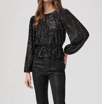 Paige Vilma Long Sleeve Top in black - women's blouse