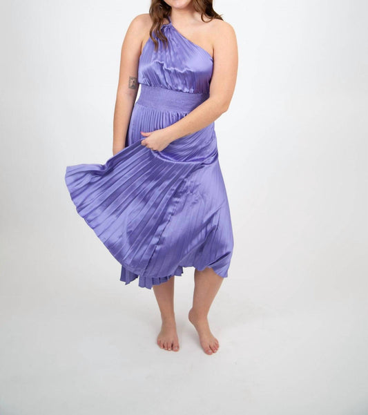 Ina Fashion - Pleated One Shoulder Midi Dress