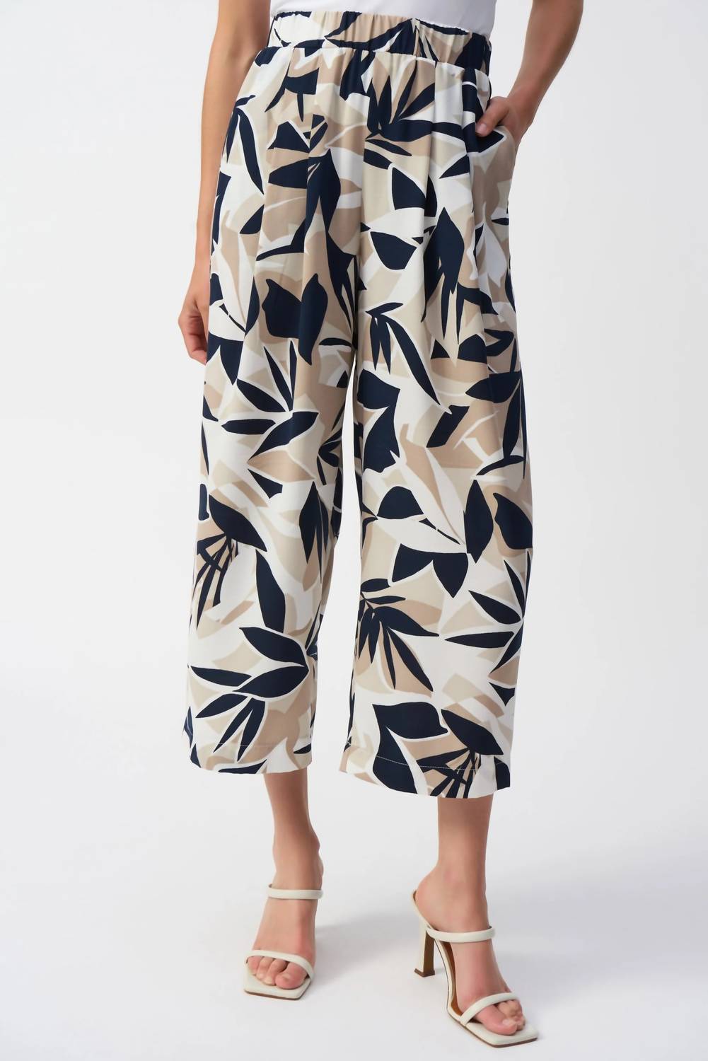 Joseph Ribkoff - Tropical Print Pleated Culotte Pants