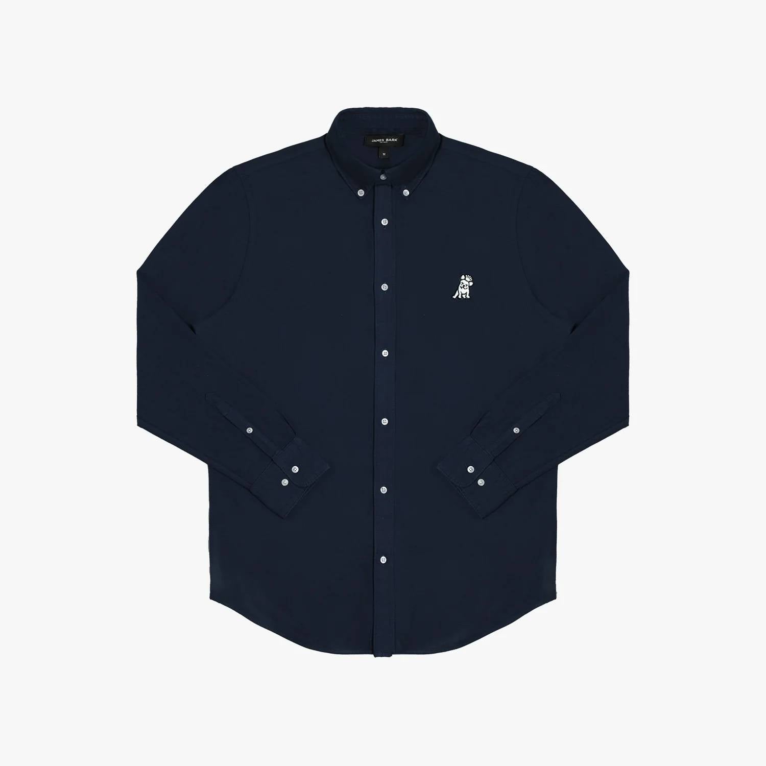 James Bark - Pique Embroidered Logo Button Down Shirt