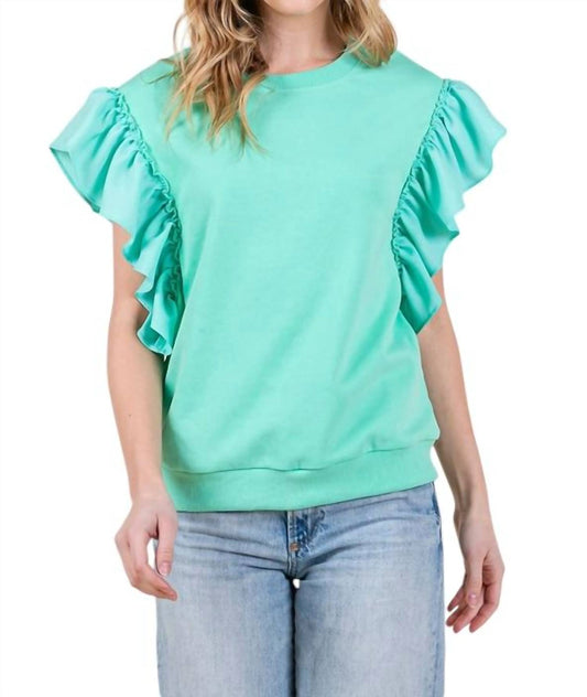 Lime N Chili - SOLID RUFFLE DETAIL ROUND NECK TOP