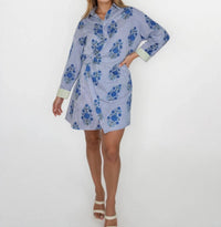 NIBI MTK Manna Wrap Dress in navy block stripe - women's dress