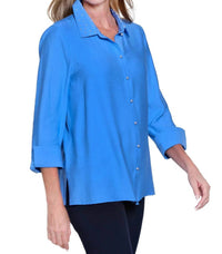 Multiples - Pearl Rivet Button Front Woven Shirt