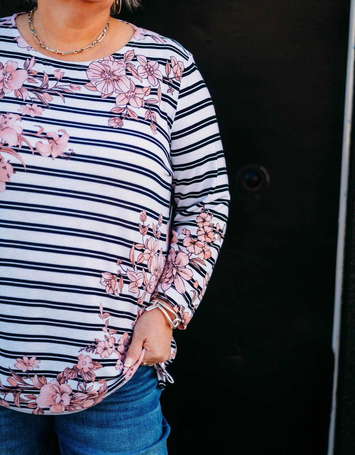 Multiples - 3/4 Sleeve Bateau Side Top