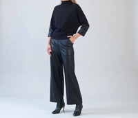 Clara Sunwoo - Plush Ribbed Liquid Leather Cuff Sweater Top
