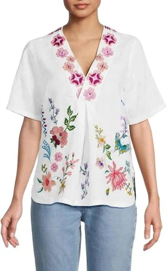 Johnny Was - LINEN V-NECK BLOUSE MAUREEN