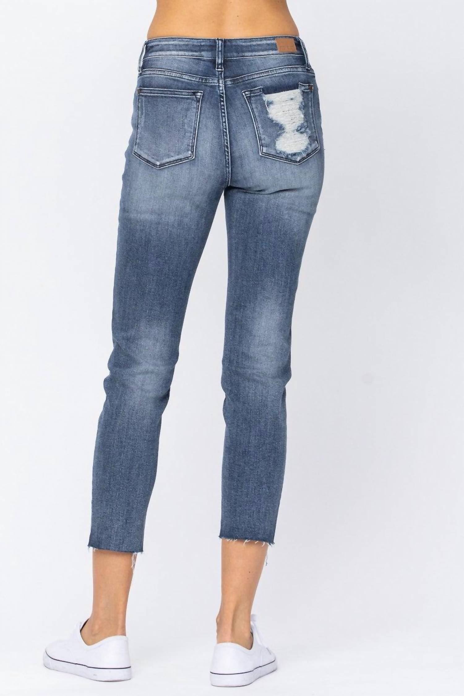 Judy Blue - High Rise Raw Hem Relaxed Jean