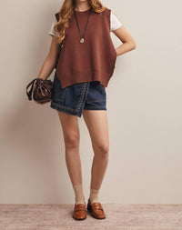 Forte Braided Trim Denim Wrap Skort in dusk haze - women's shorts