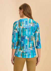 Fdj - 3/4 Sleeve Notch Neck Top