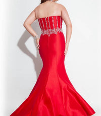 Rachel Allan - Taffeta Halter Neck Beaded Mermaid Prom Gown