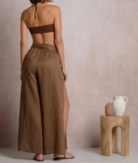 Elan - Bella Side Slit Waist Tie Pants