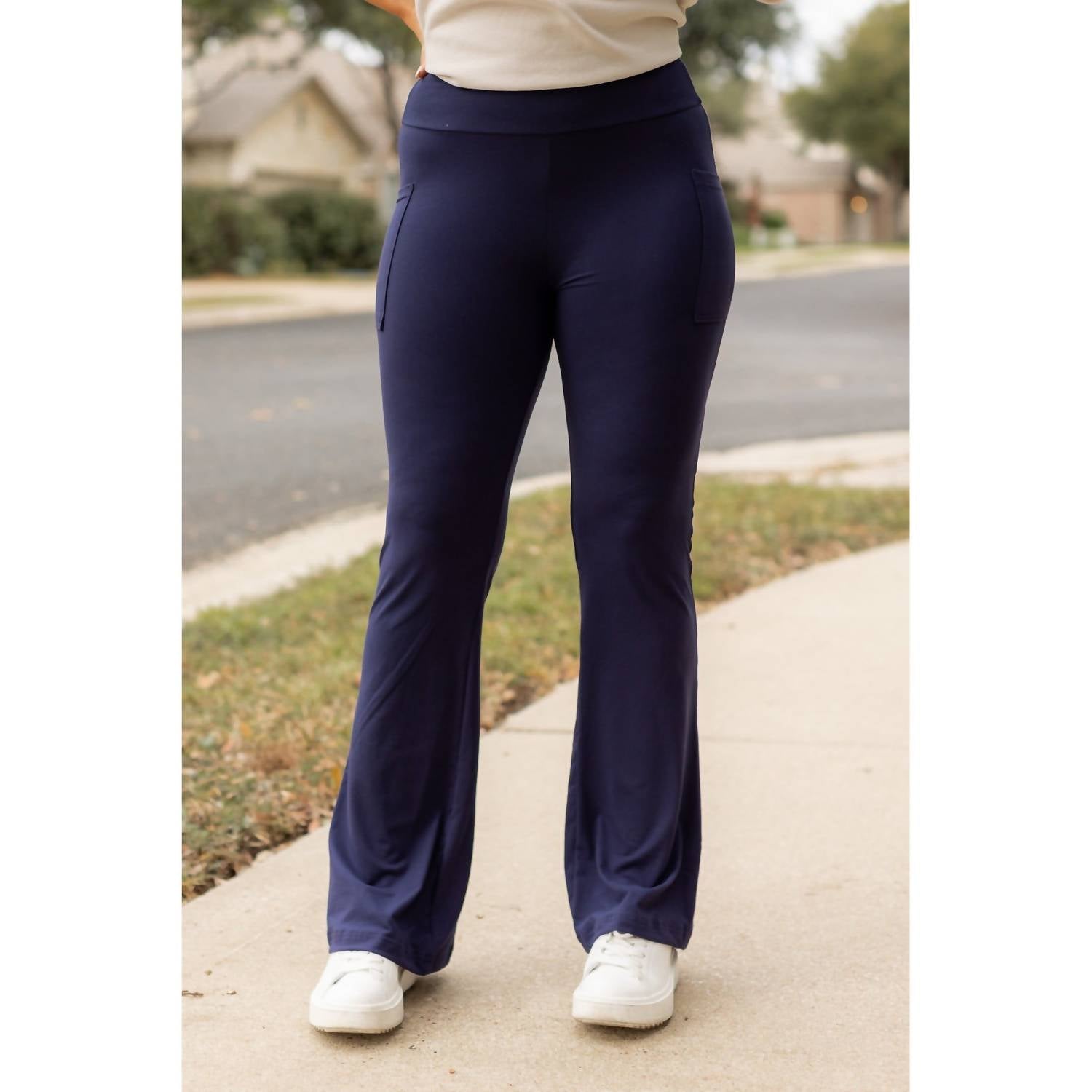 Julia Rose Mila Bootcut Leggings With Pockets in navy - women's pants
