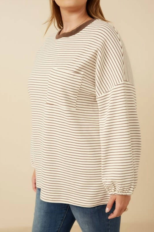 Hayden La - Soft Stripe Knit Contrast Top - Plus