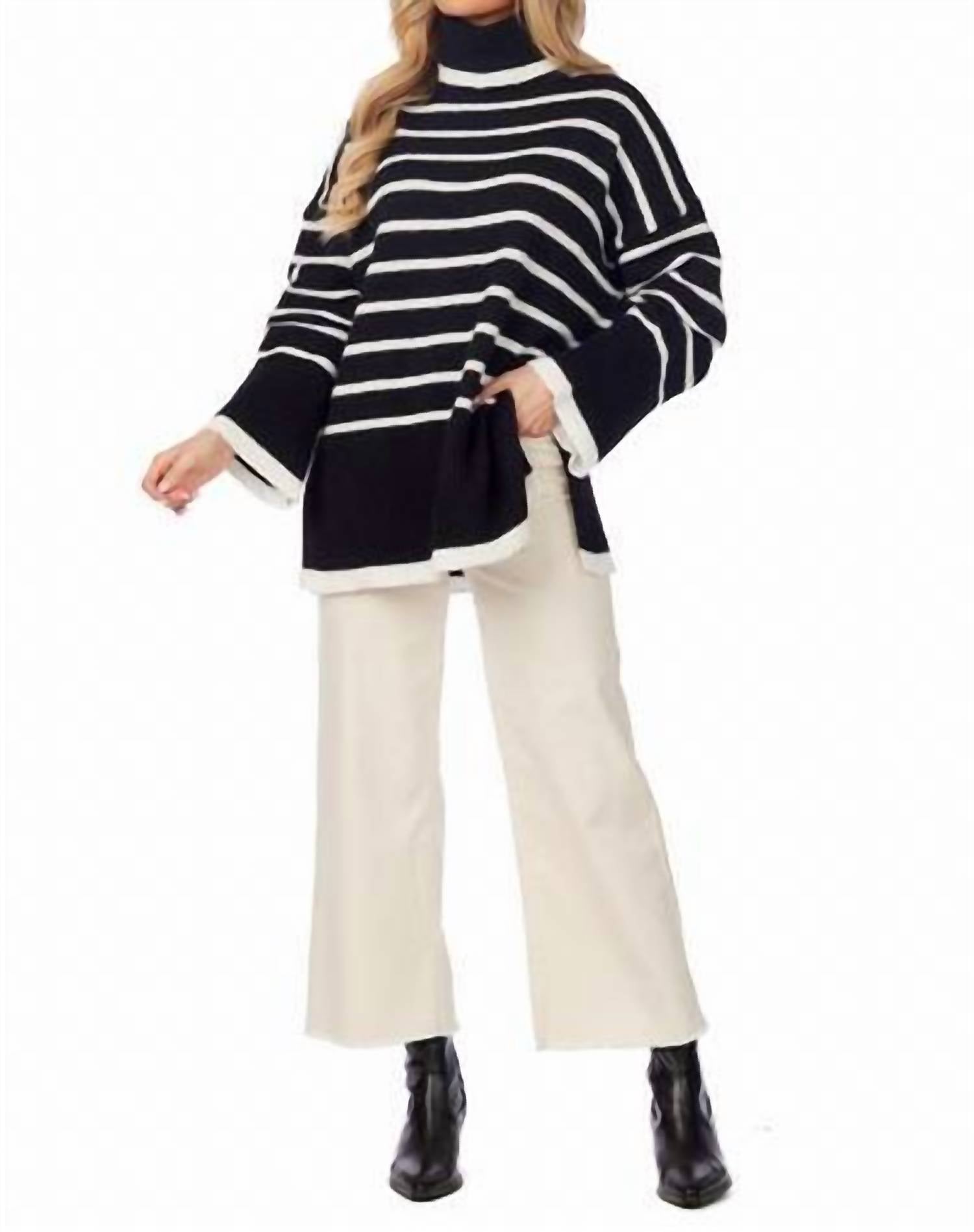 mudpie Dunn Striped Sweater in black - women's sweater - view 4