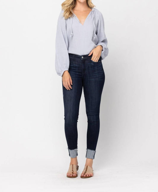 Judy Blue - Mid Rise Cuffed Skinny Jeans