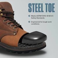 EverBoots Men's Tank Steel Toe Lace-up Work Boots in brown - men's boots - detail view