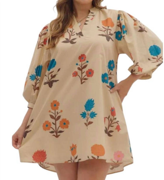 Entro - Floral Three Quarter Sleeve Mini Dress