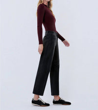 FLYING MONKEY High Rise Ankle Barrel Leg Jean in black - women's jeans - alternate view