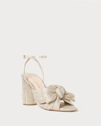 Loeffler Randall - Women's Camellia Platinum Pleated Bow Heel Sandals