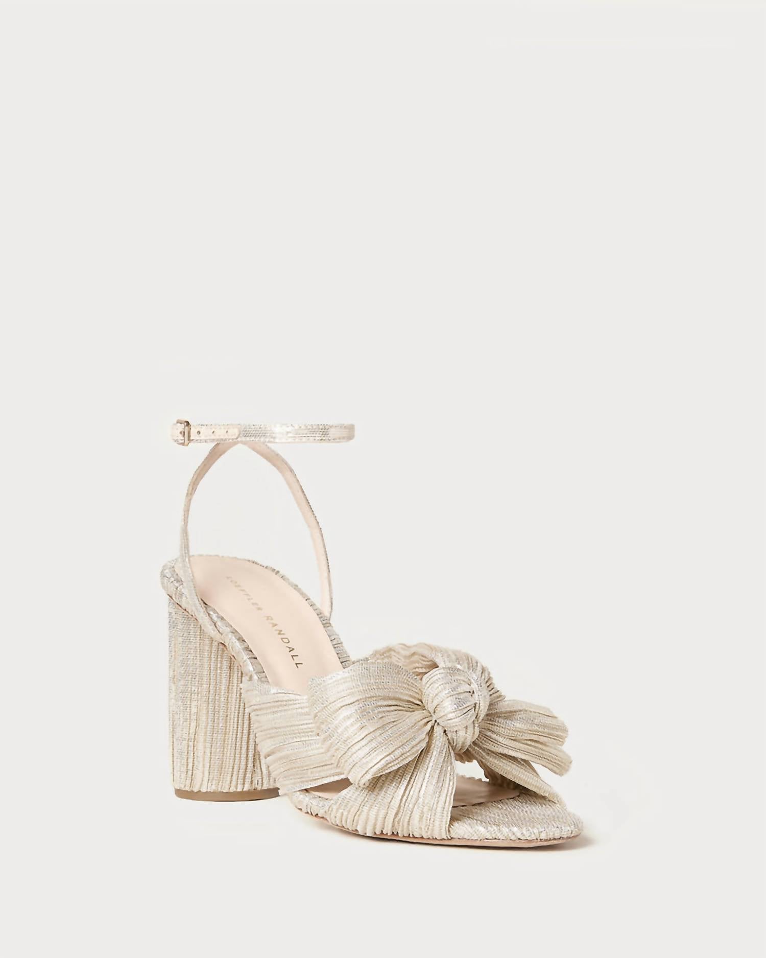 Loeffler Randall - Women's Camellia Platinum Pleated Bow Heel Sandals