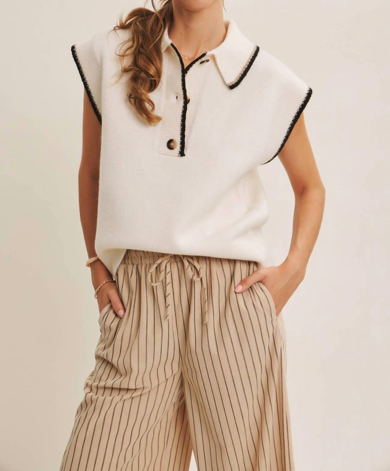 In February - Modern Henley Style Sweater Vest
