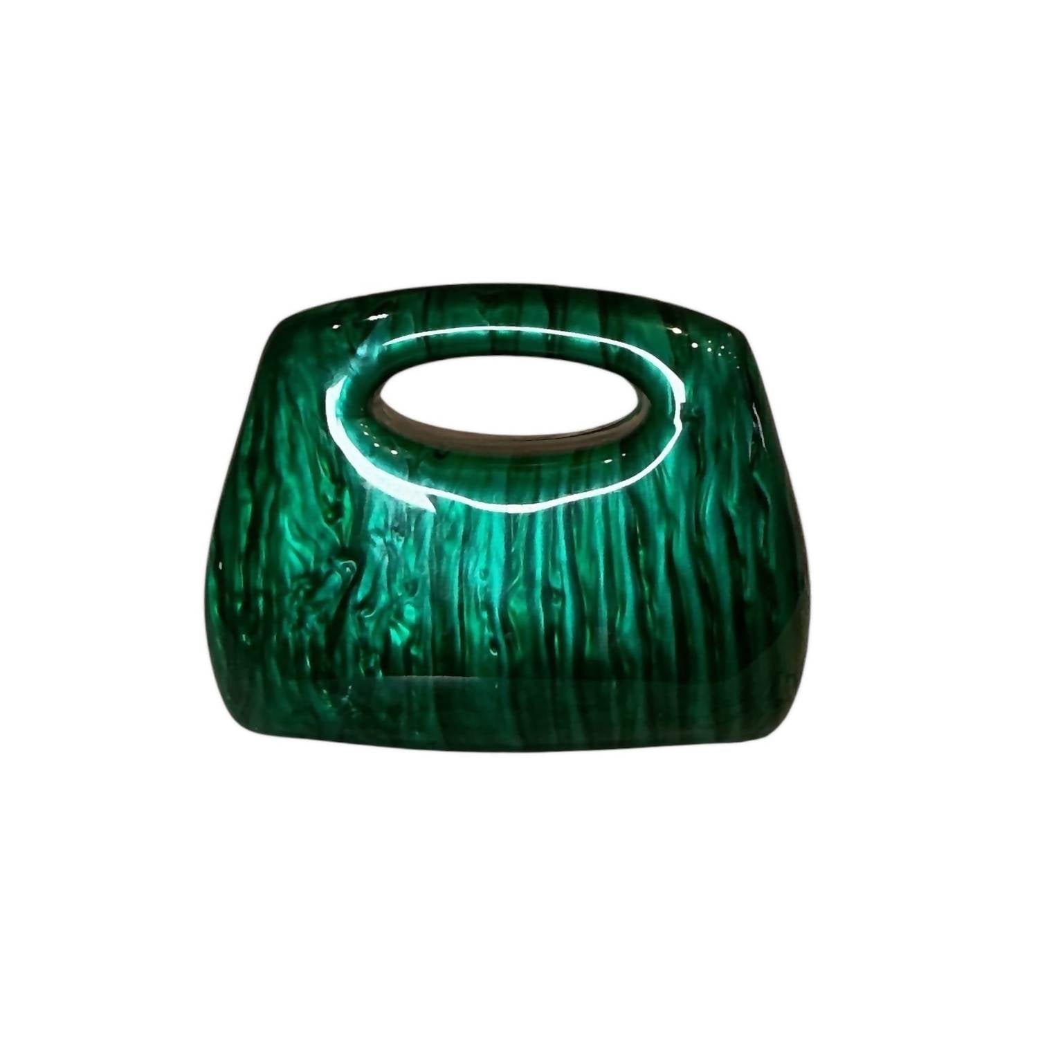 Alexa Koi Women's Malachite Lucite Mini Hard Handbag With Chain in green - women's bag