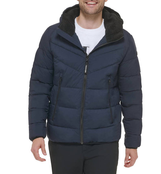 Calvin Klein - Chevron Sherpa Lined Hood Jacket