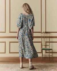 THE GREAT. The Fairground Dress in blue scattered bloom - women's dress - alternate view